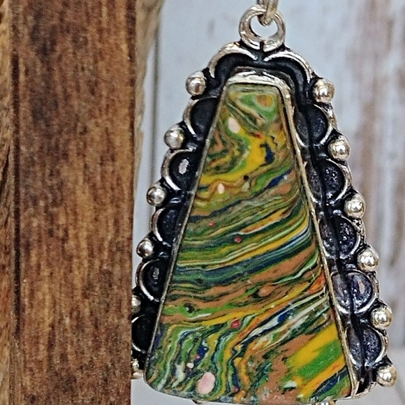 Artisan Rainbow Calsilica Earriings - Picture 2 of 3